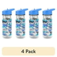thumbnail interactive-video image 1 of (4 pack) Your Zone 14-Ounce Plastic Water Bottle with Lid and Straw, Blue Shark, Double Wall Insulated, 1 of 8