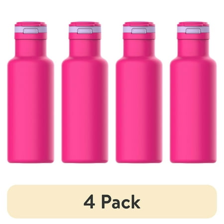 (4 pack) Your Zone 14oz Pink Stainless Steel Water Bottle