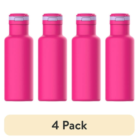 (4 pack) Your Zone 14oz Pink Stainless Steel Water Bottle