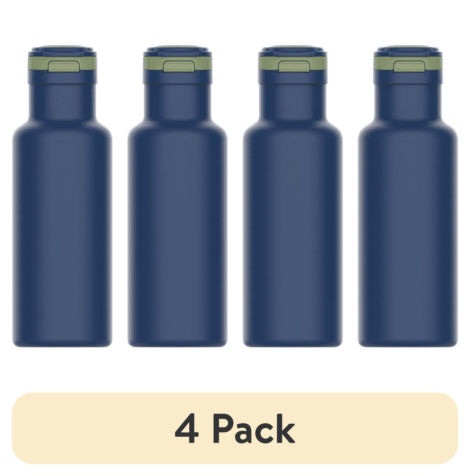 (4 pack) Your Zone 14 oz Stainless Steel Water Bottle with Chug Lid, Blue