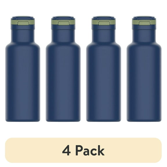 (4 pack) Your Zone 14 oz Stainless Steel Water Bottle with Chug Lid, Blue