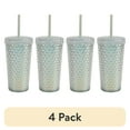 thumbnail image 1 of (4 pack) Your Zone 16 Ounce Plastic Textured Iridescent Tumbler, Green, 1 of 7