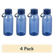 (4 pack) Your Zone Kids Water Bottle, 16oz Plastic Bottle with Flip Top Chug Lid, BPA-Free, Blue