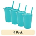 thumbnail image 1 of (4 pack) Your Zone 4-Pack Plastic 15-Ounce Capacity Tumbler Set with Lid and Straw, Multi-Colored, 1 of 15