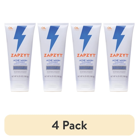 (4 pack) ZAPZYT Acne Wash Cleanser, 6.25 oz