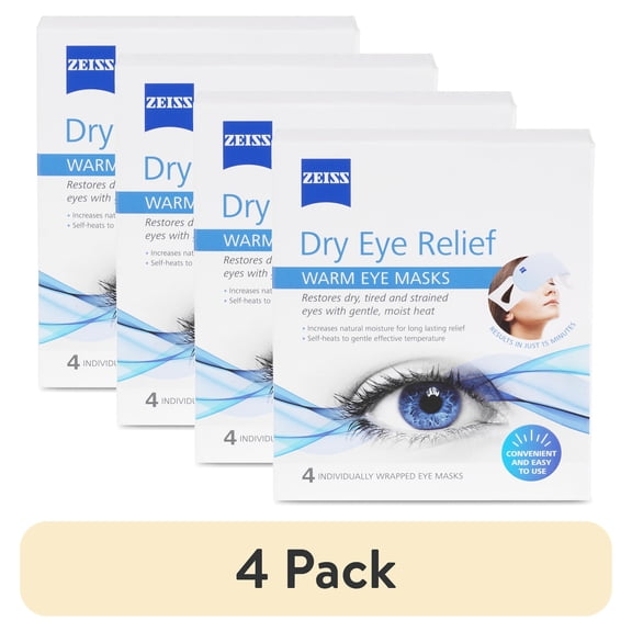 (4 pack) ZEISS Dry Eye Relief Warm Compress Heated Eye Masks, 4 Pack