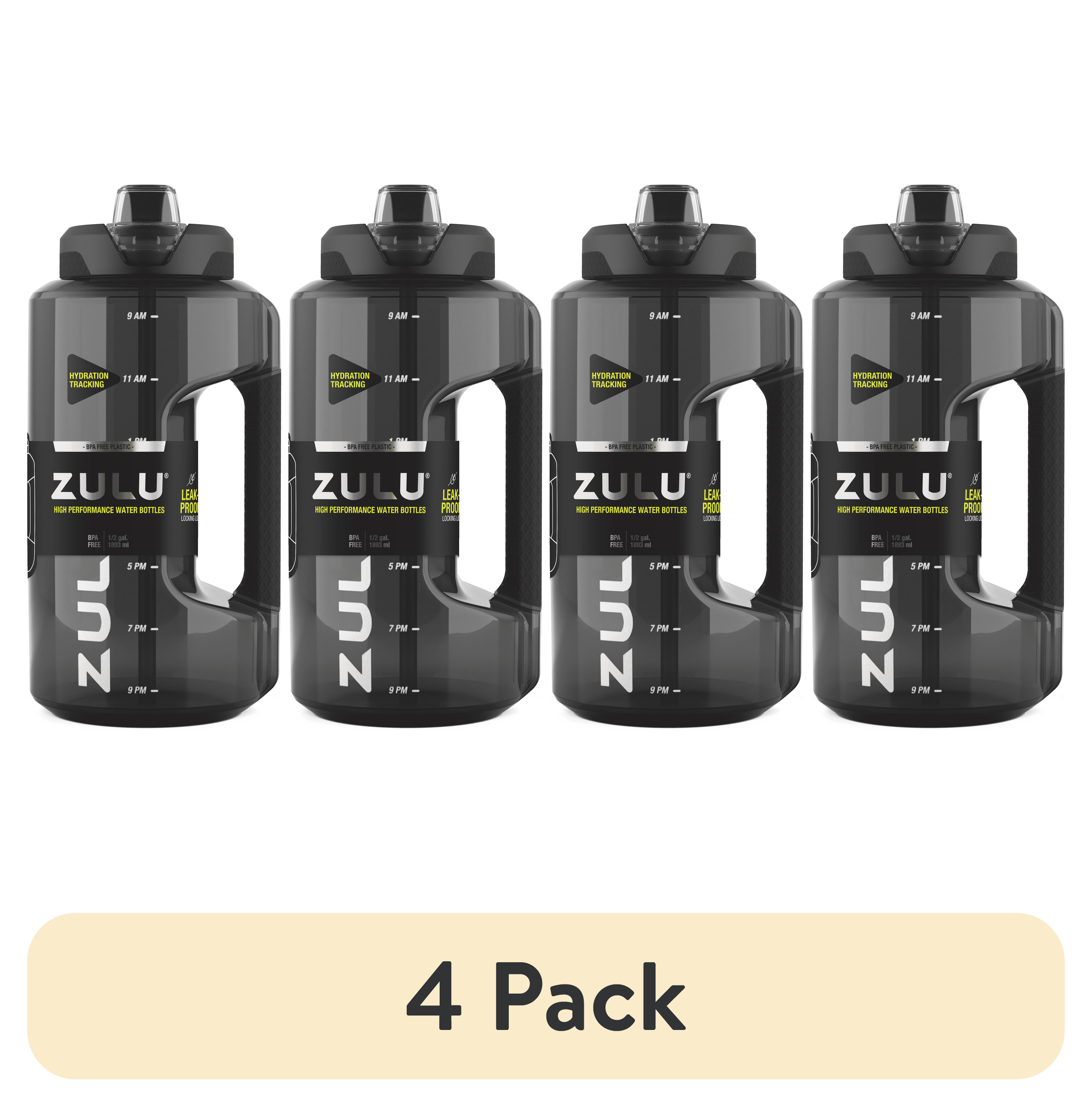 (4 pack) Zulu Goals 64oz Half Gallon Plastic Goals Water Jug