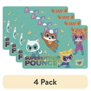 4 pack 4 pack Zak Designs 11.8" x 17.6" Super Kitties Reusable Kids Plastic Placemat, Disney Junior Super Kitties