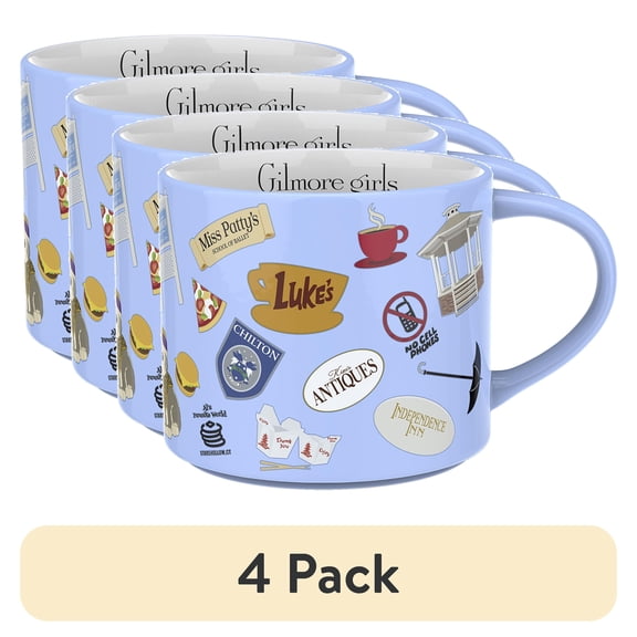 (4 pack) Zak Designs 15oz Ceramic Mug Inspired by Gilmore Girls