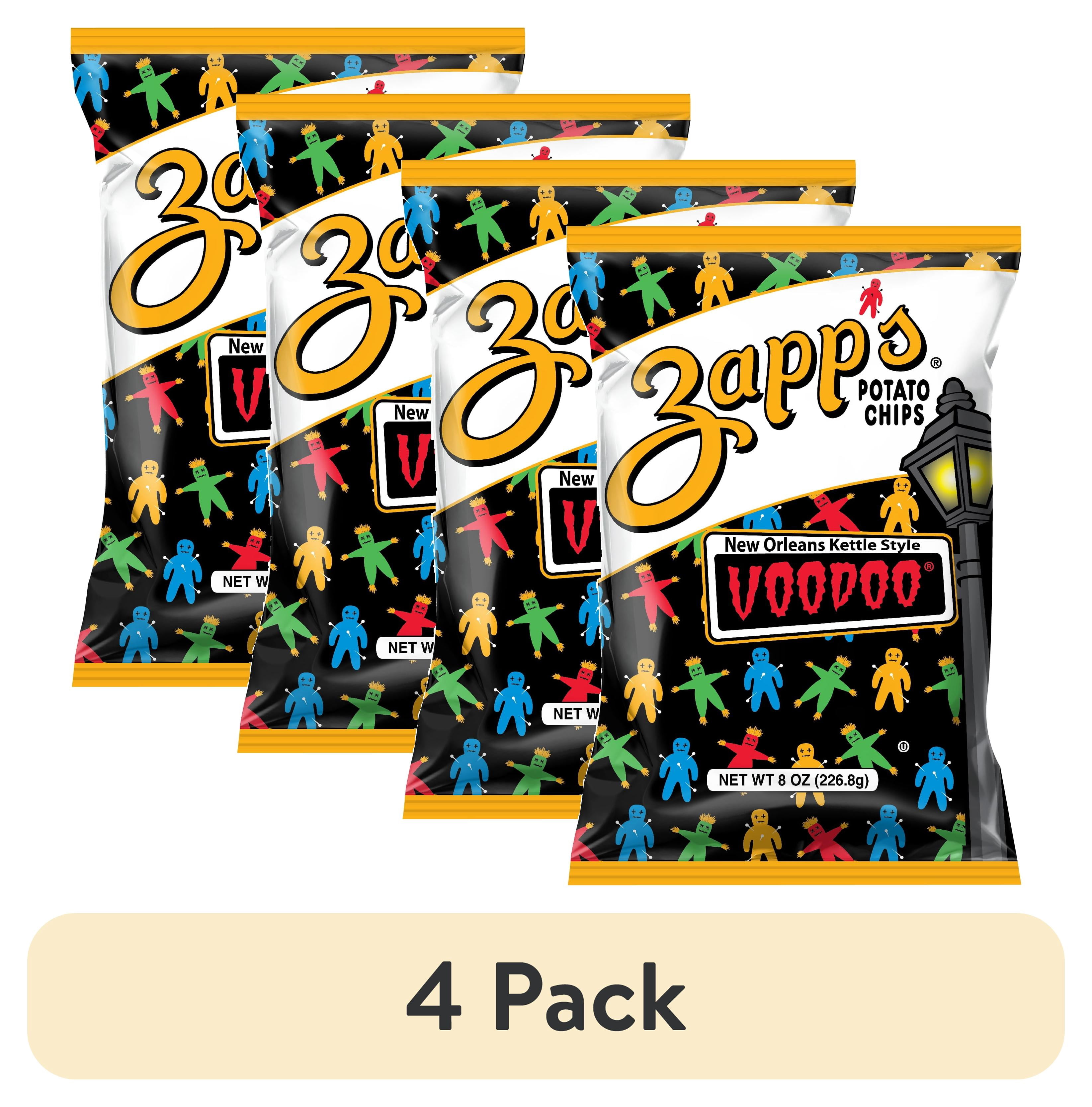 (4 pack) Zapp's Voodoo New Orleans Kettle Style Potato Chips, Gluten-Free, 8 oz Bag