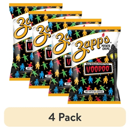 (4 pack) Zapp's Voodoo New Orleans Kettle Style Potato Chips, Gluten-Free, 8 oz Bag