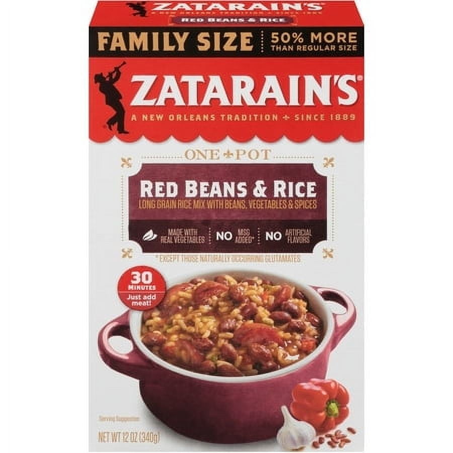 (4 pack) Zatarain's Family Size Red Beans & Rice, 12.0 oz Box