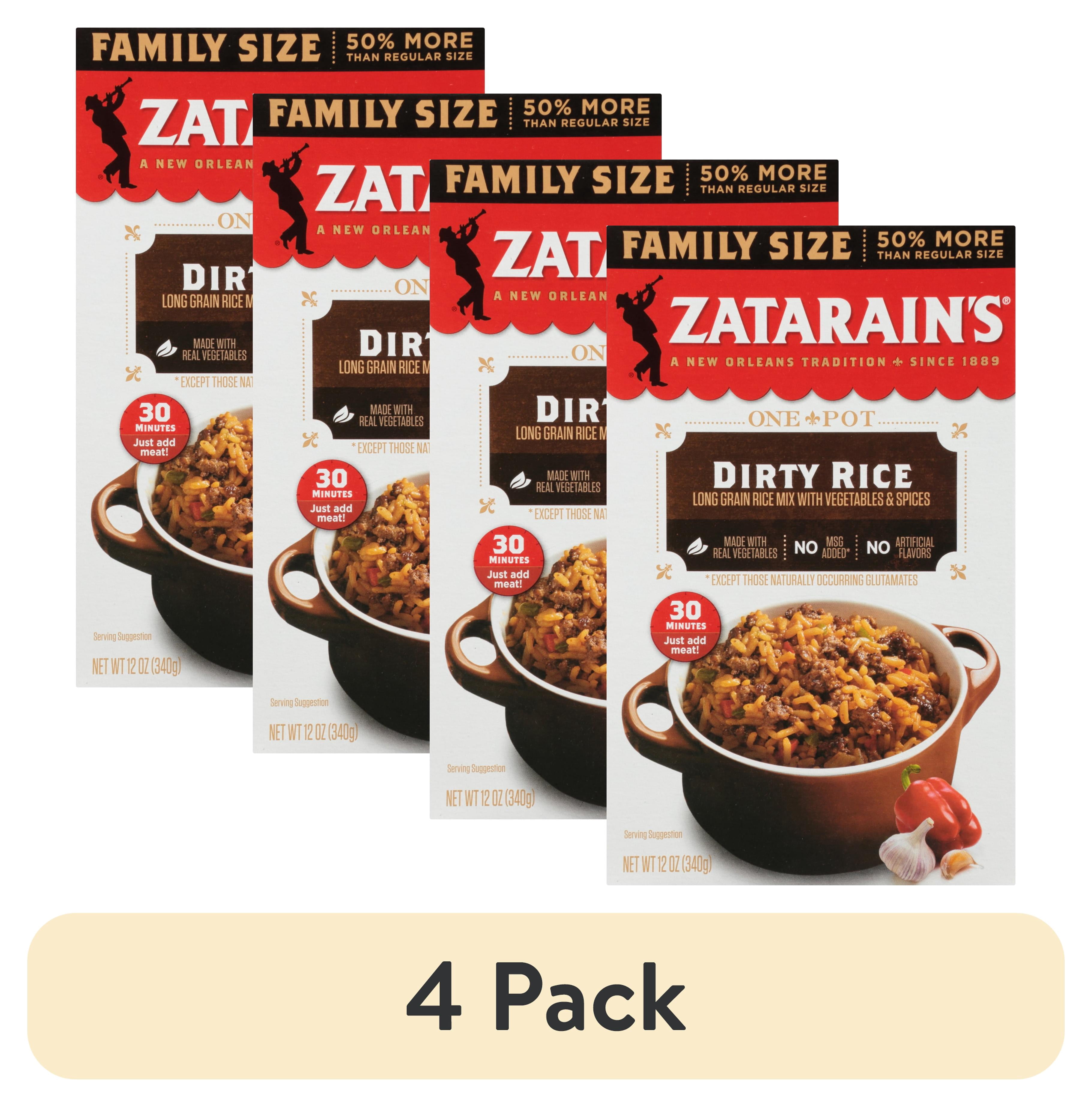 (4 pack) Zatarain's Family Size Dirty Rice Mix, 12.0 oz Box