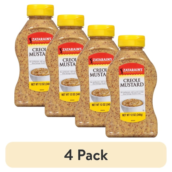 (4 pack) Zatarain's No Artificial Flavors Kosher Creole Mustard, 12.0 oz Bottle