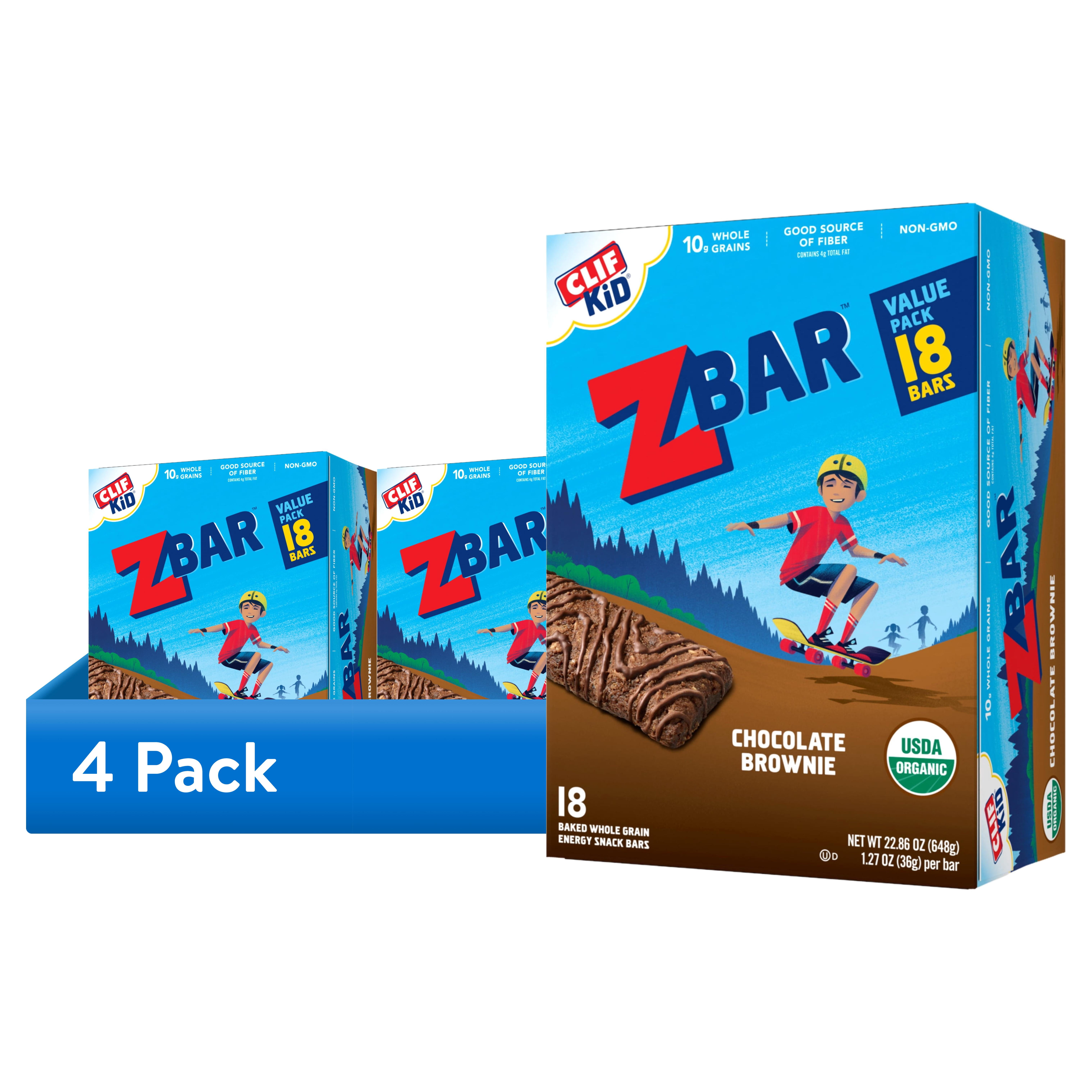 (4 pack) Zbar Chocolate Brownie Soft-Baked Energy Snack Bars, Organic Granola Bars, Snacks for Kids, 18ct