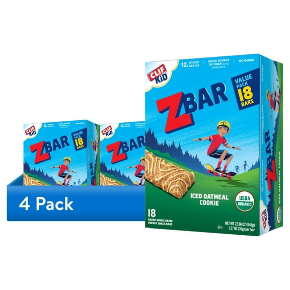 (4 pack) Zbar - Iced Oatmeal Cookie - Soft Baked Snack Bars - Non-GMO - 12g Whole Grains - USDA Organic Granola Bars (18 Pack)