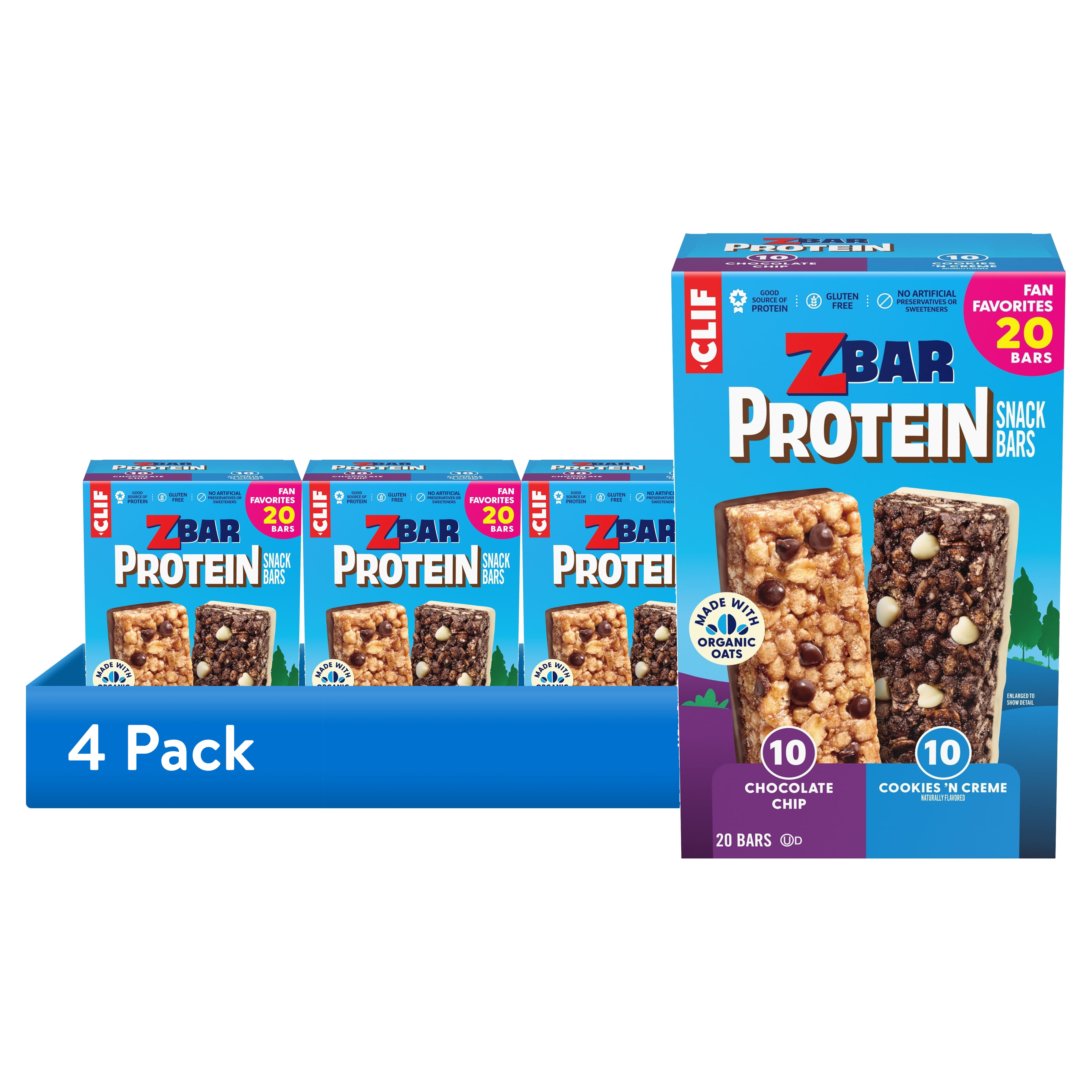 (4 pack) Zbar Protein Snack Bars Variety Pack, 2 Flavors, Gluten Free Protein Bars, Snacks for Kids, 20 count