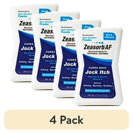 (4 pack) Zeasorb Super Absorbent Antifungal Treatment Powder for Jock Itch, 2.5 Ounce