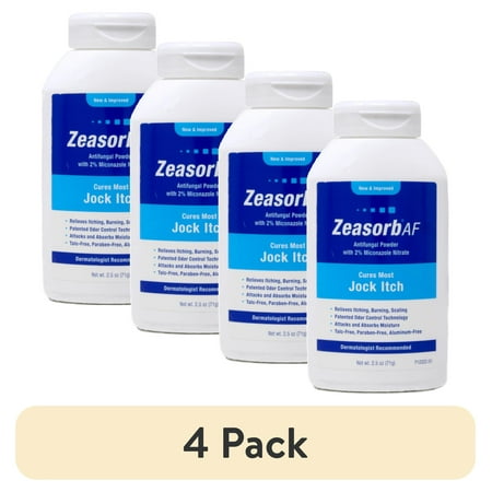 (4 pack) Zeasorb Super Absorbent Antifungal Treatment Powder for Jock Itch 2.5 oz