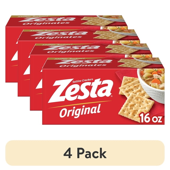 (4 pack) Zesta Original Saltine Crackers, Soup Crackers, 16 oz