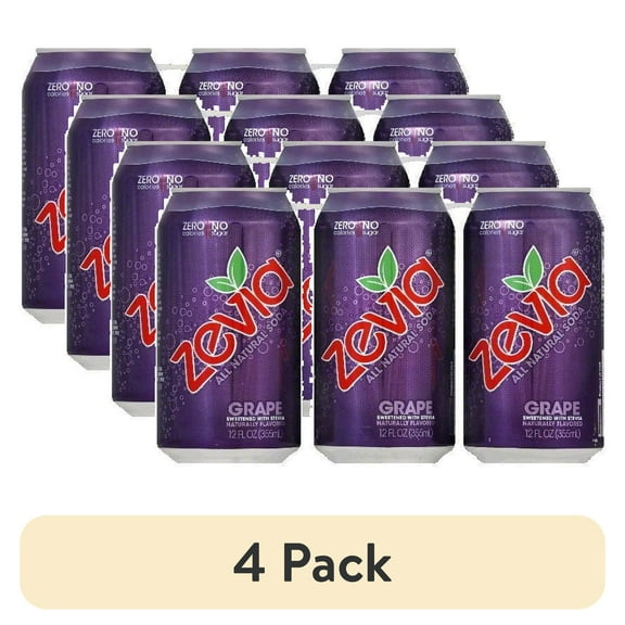 (4 pack) Zevia Calorie-Free Gluten-Free Grape Soda, 12 Fl. Oz., 6 Count