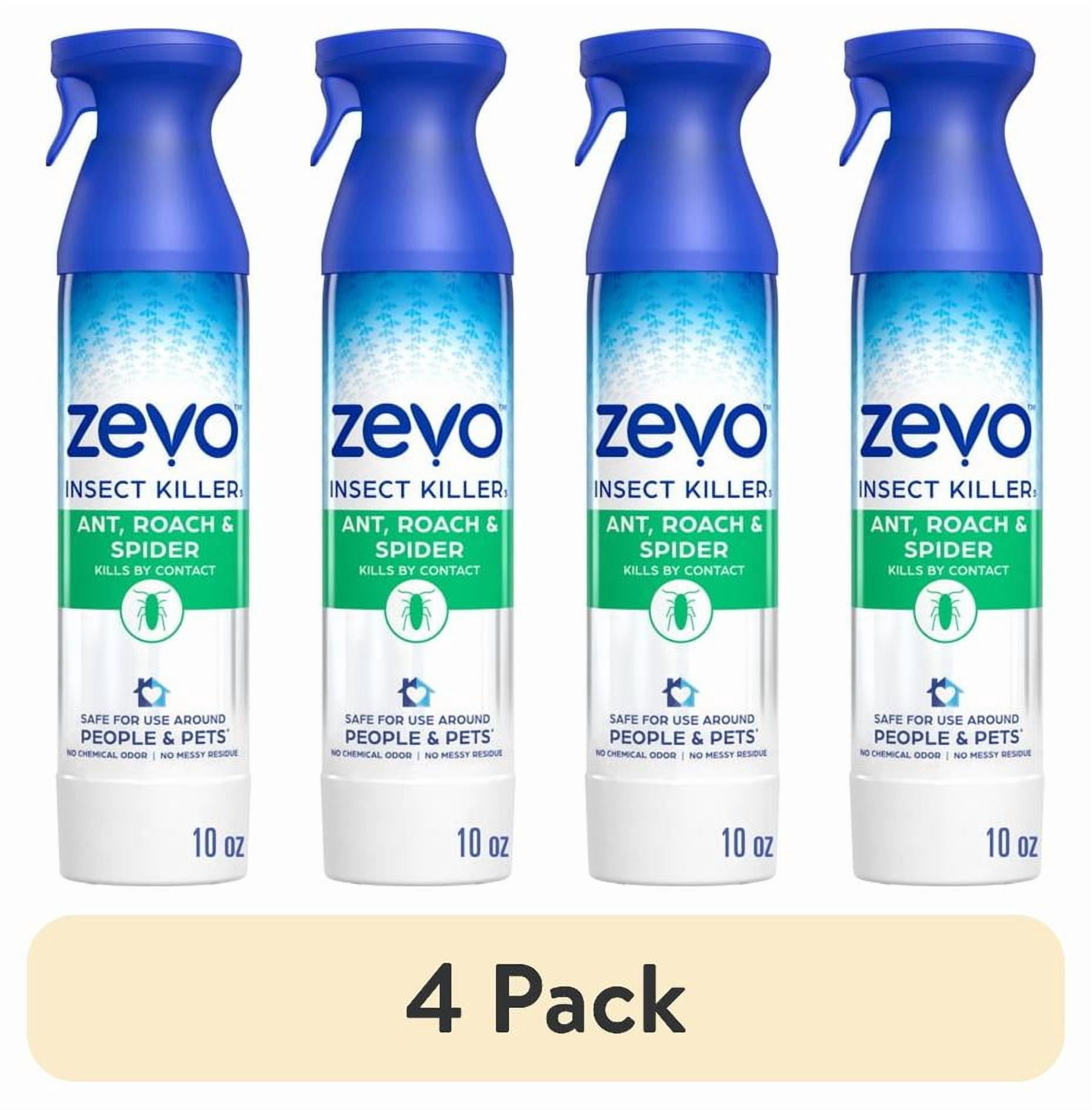 (4 pack) Zevo Crawling Insect Killer Spray: Bug Spray for Home Use – Kills Ants, Roaches, and Spiders - With Rosemary & Cornmint Oil - Indoor & Outdoor Use (10oz Aerosol)