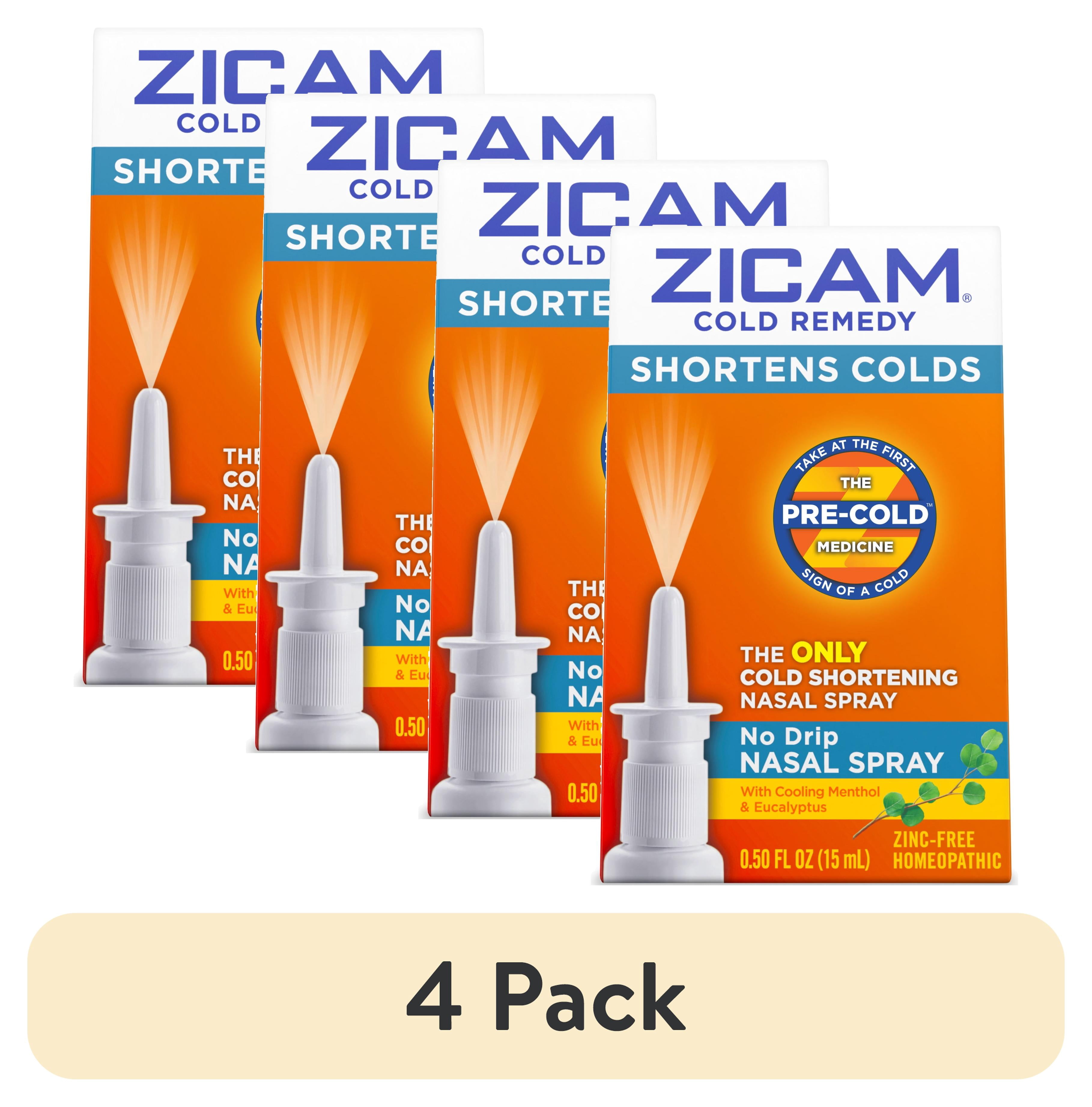 (4 pack) Zicam Cold Remedy No-Drip Nasal Spray, Congestion Relief, Menthol & Eucalyptus, .50 fl oz