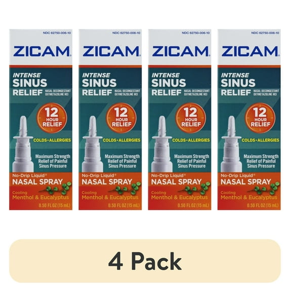 (4 pack) Zicam Intense Sinus Relief Liquid Nasal Spray 0.50 oz