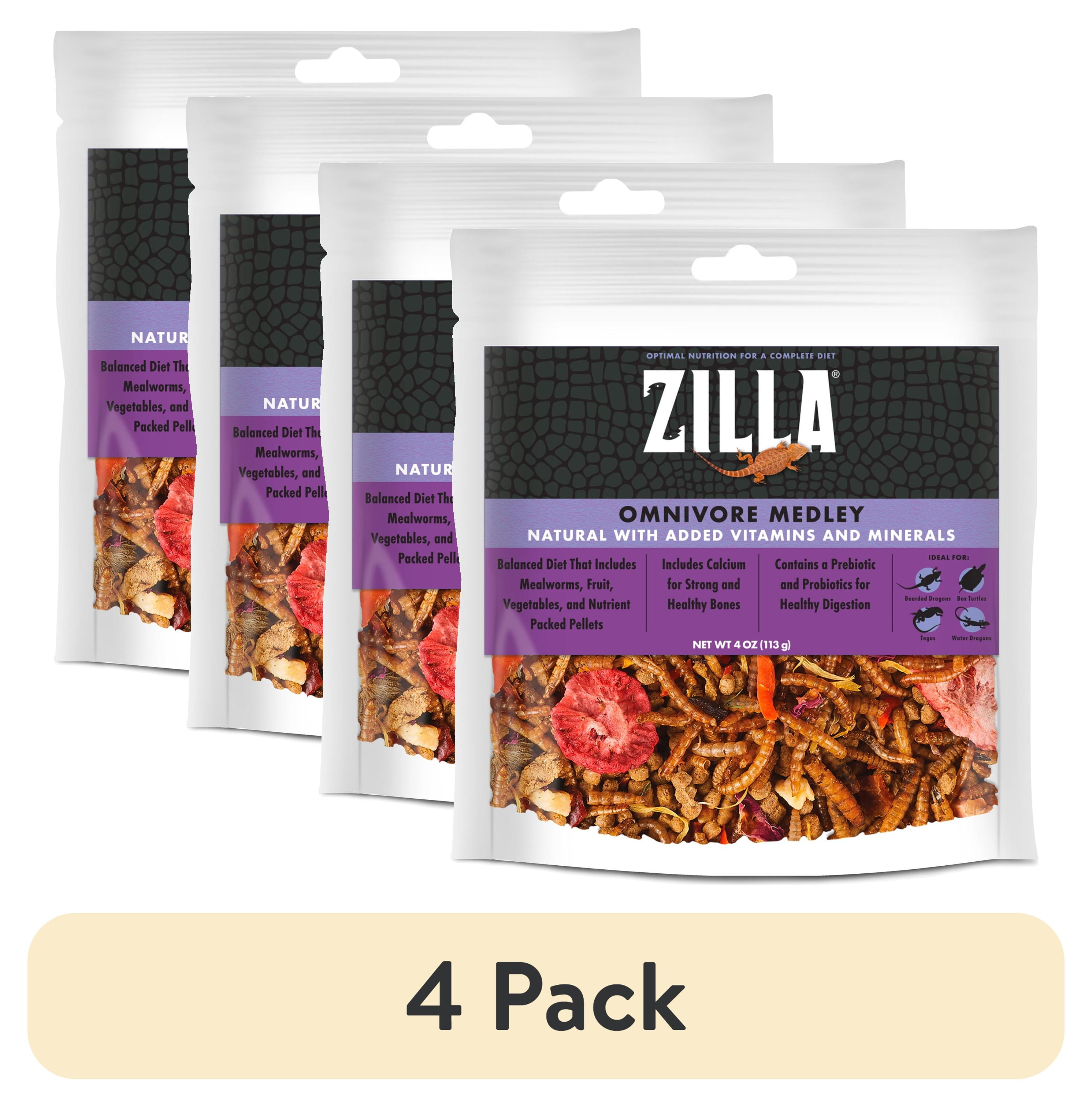 (4 pack) Zilla Omnivore Reptile Medley Complete Diet, 4 Ounces (1 Pack)