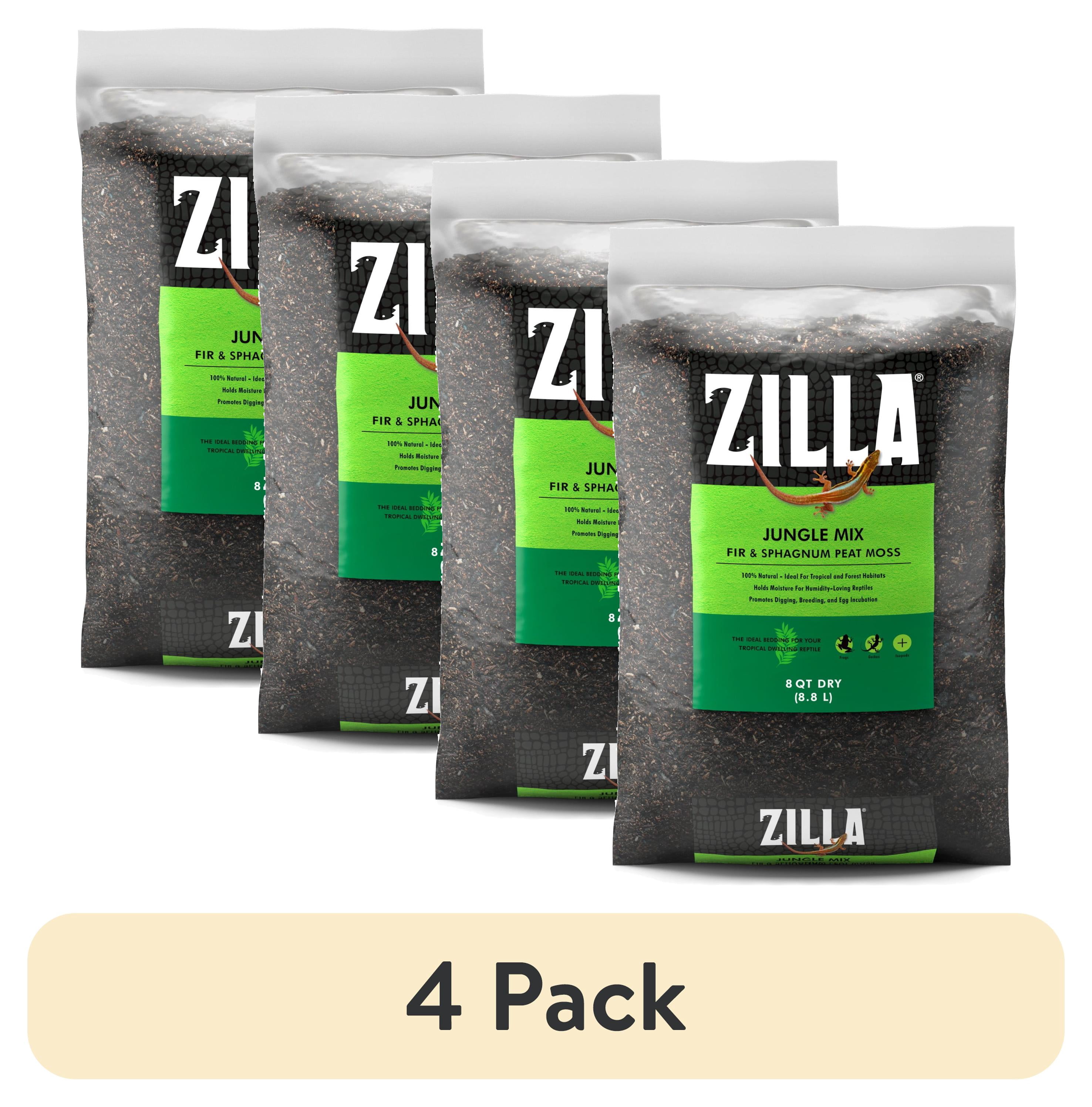 (4 pack) Zilla Pet Reptile Terrarium Substrate Bedding, Jungle Mix, for Frogs, Rainforest Geckos, Toads and Snakes, 8 Quart
