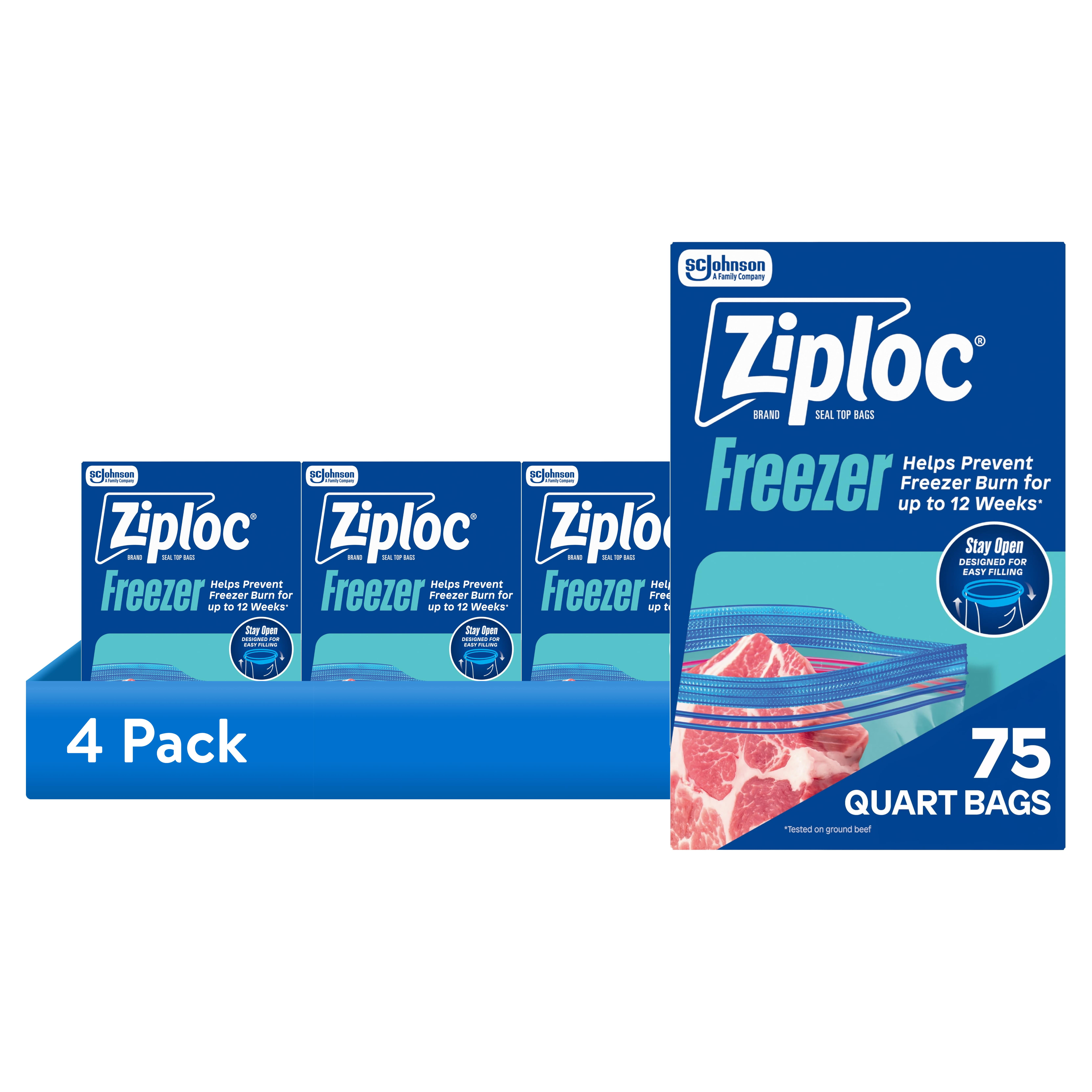 4 pack) Ziploc Brand Freezer Food Storage Bags, School Supplies