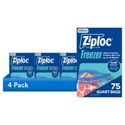 (4 pack) Ziploc Brand Freezer Bags, School Supplies, with Grip 'n Seal Technology, Quart, 75 Count