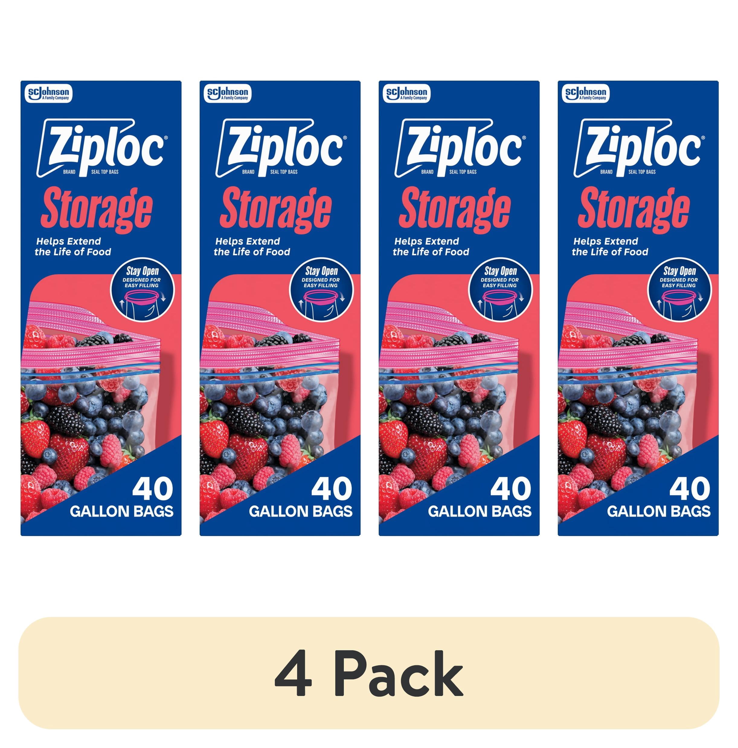 (4 pack) Ziploc Brand Food Storage Bags, School Supplies, with Grip 'n Seal Technology, Zipper, Gallon, 40 Count