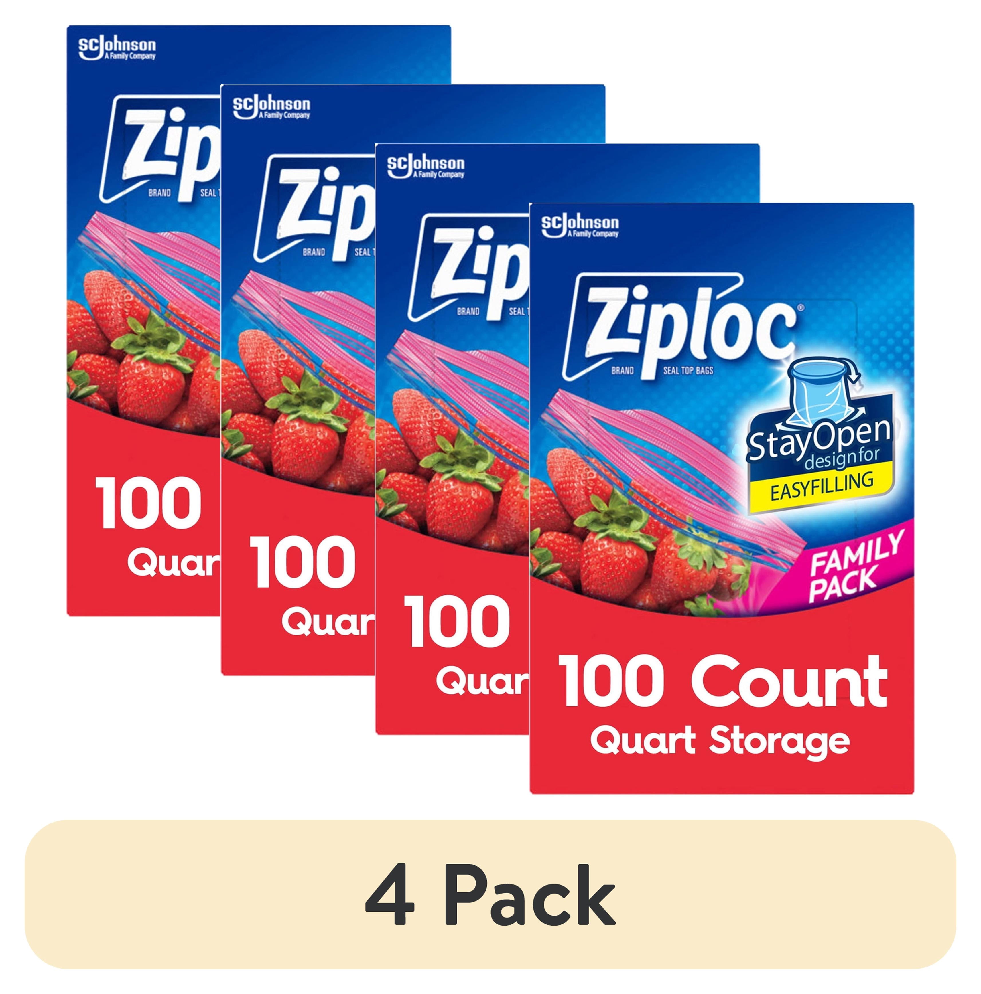(4 pack) Ziploc Grip N Seal Storage Quart Bags, 100 count