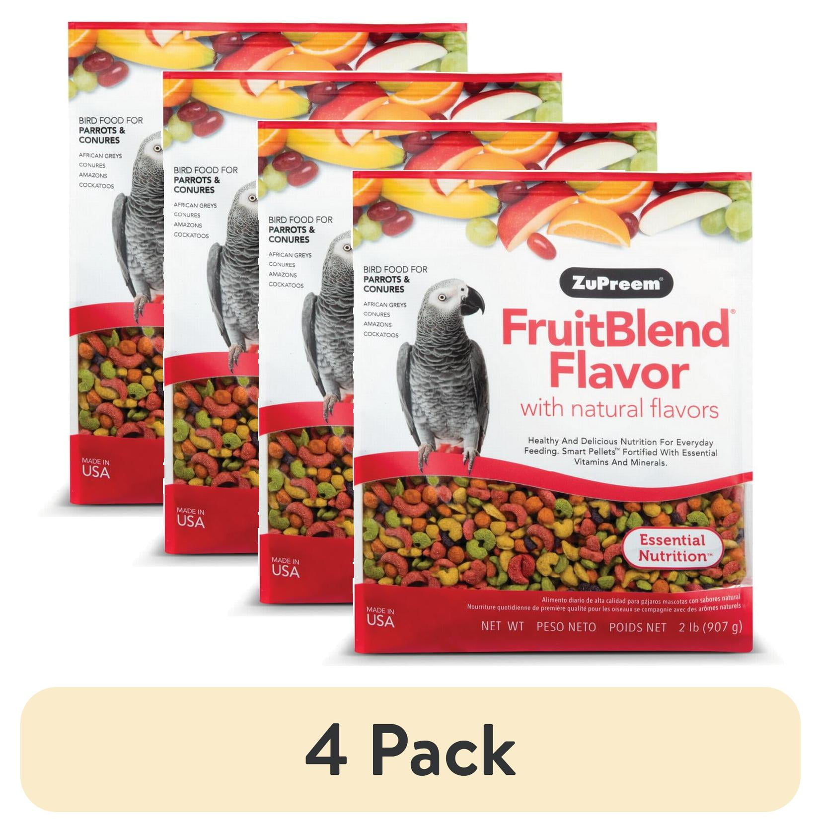(4 pack) ZuPreem FruitBlend Flavor with Natural Flavors Bird Food for Med/Large Birds