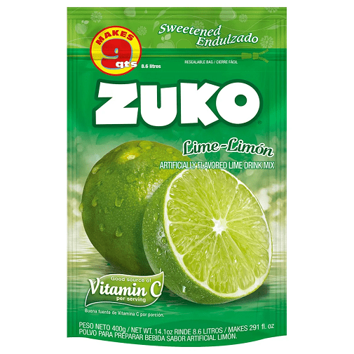 (4 pack) Zuko Lime Drink Mix, 14.1 oz Powdered Beverage