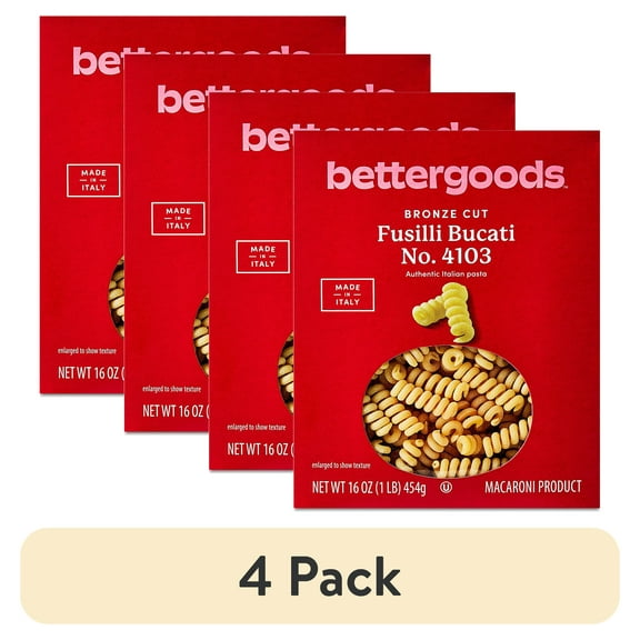 (4 pack) bettergoods Bronze Cut Fusilli Bucati Pasta, No. 4103, 16 oz