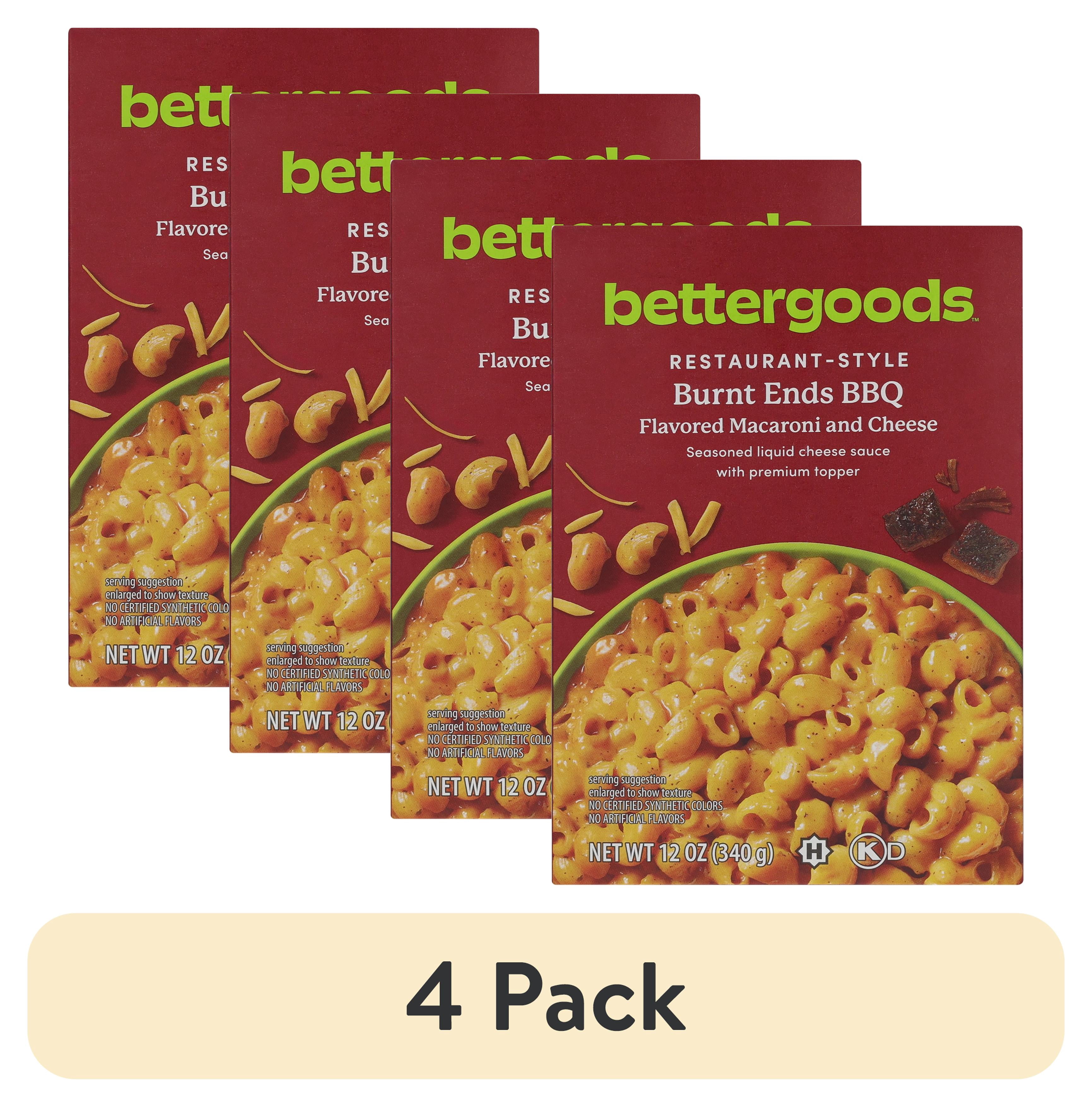 (4 pack) bettergoods Burnt Ends BBQ Flavored Macaroni and Cheese, 12 oz Box