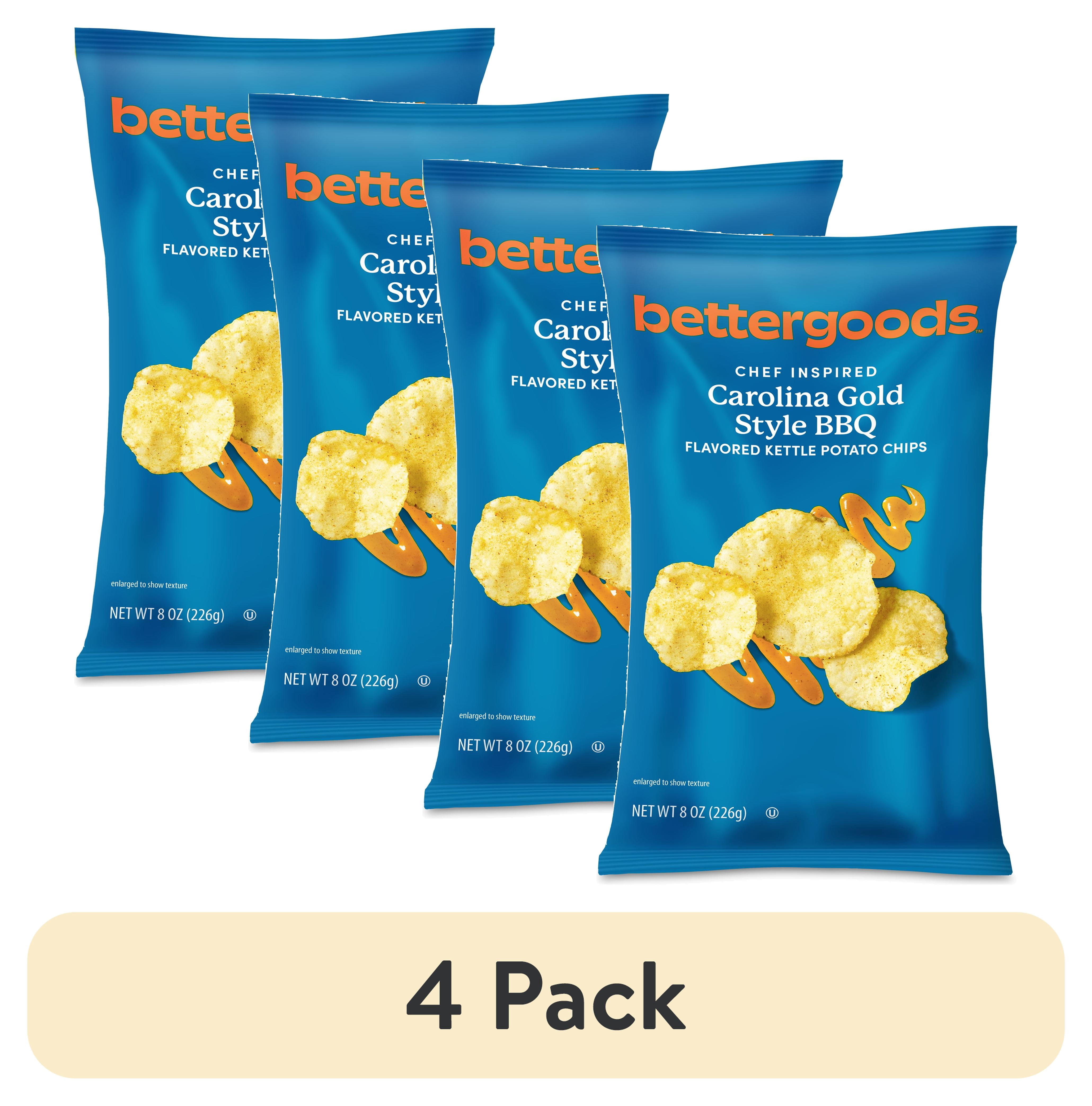 (4 pack) bettergoods Chef Inspired Carolina Gold Style BBQ Flavored Kettle Potato Chips, 8 oz (P65)