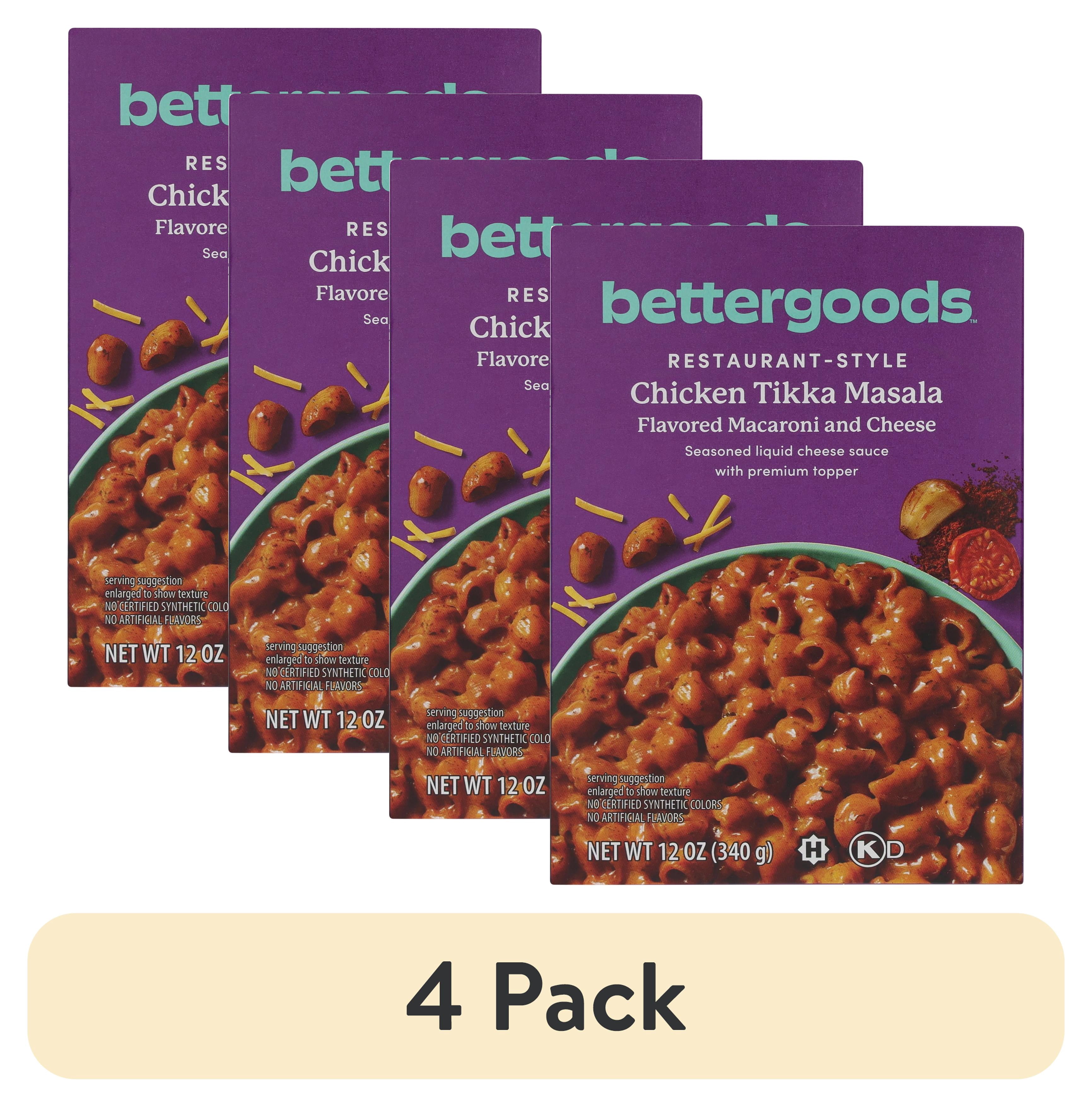 (4 pack) bettergoods Chicken Tikka Masala Flavored Macaroni and Cheese, 12 oz Box