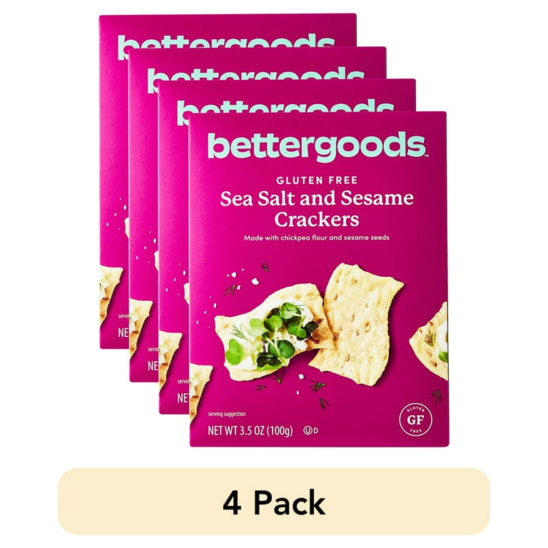 4 pack) bettergoods Gluten-Free Sea Salt and Sesame Crackers