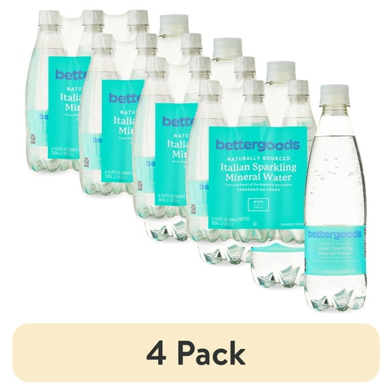 (4 pack) bettergoods Italian Sparkling Mineral Water, 16.9 fl oz, 6 Count Bottles