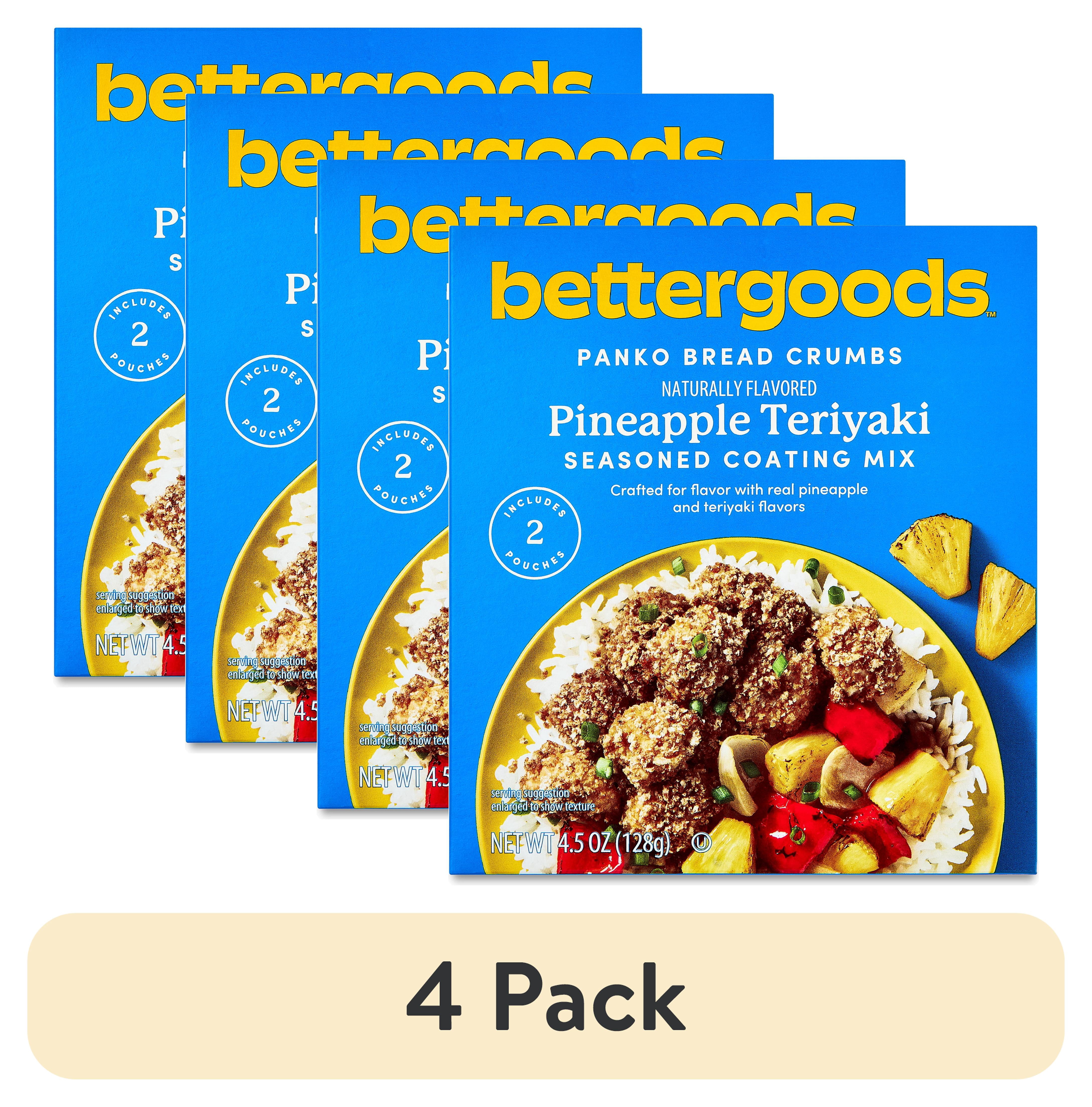 (4 pack) bettergoods Pineapple Teriyaki Panko Bread Crumbs Seasoned Coating Mix, 4.5 oz