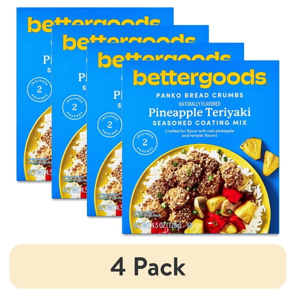 (4 pack) bettergoods Pineapple Teriyaki Panko Bread Crumbs Seasoned Coating Mix, 4.5 oz