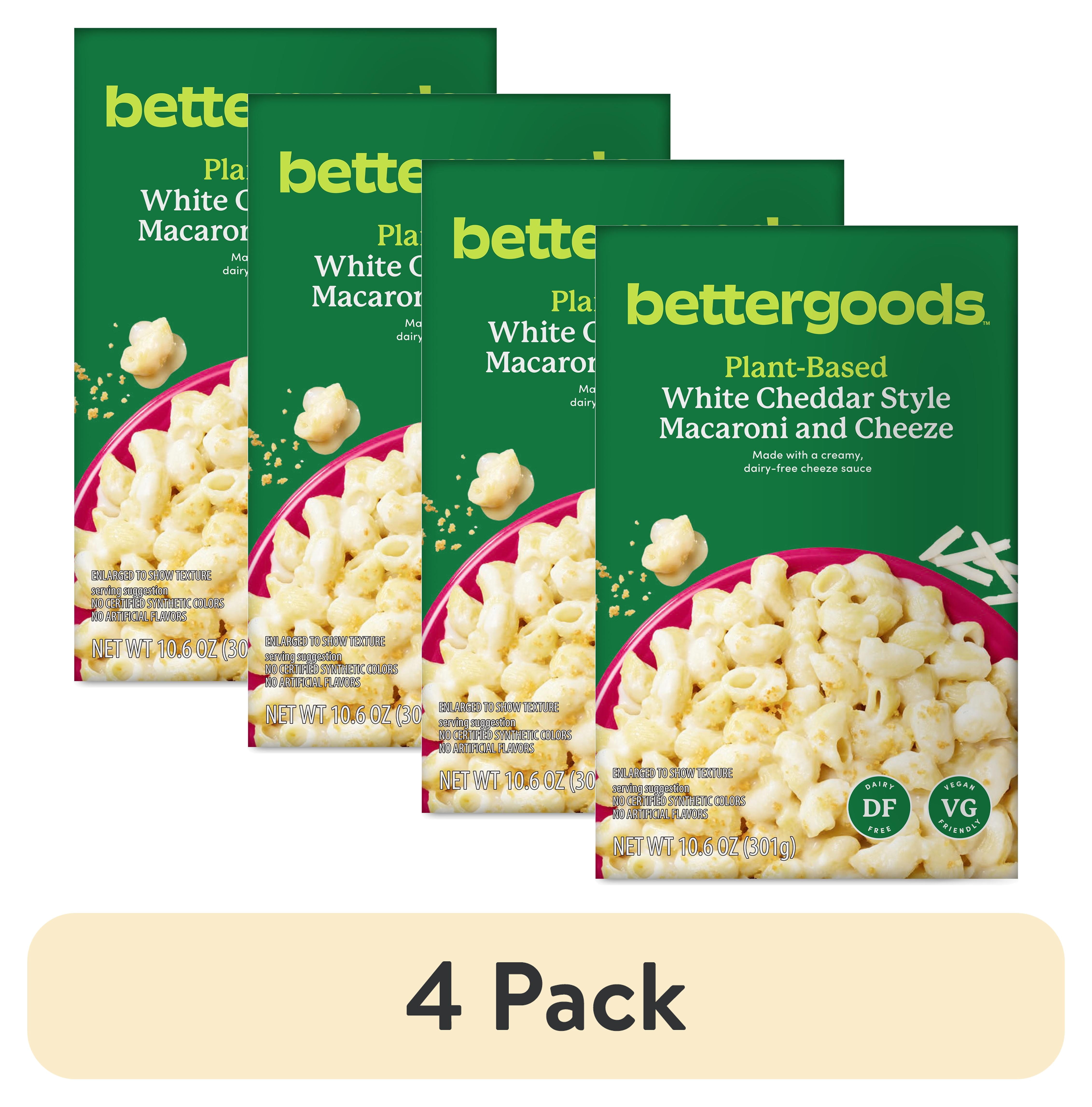 (4 pack) bettergoods Plant-Based White Cheddar Style Macaroni and Cheeze, 10.6 oz