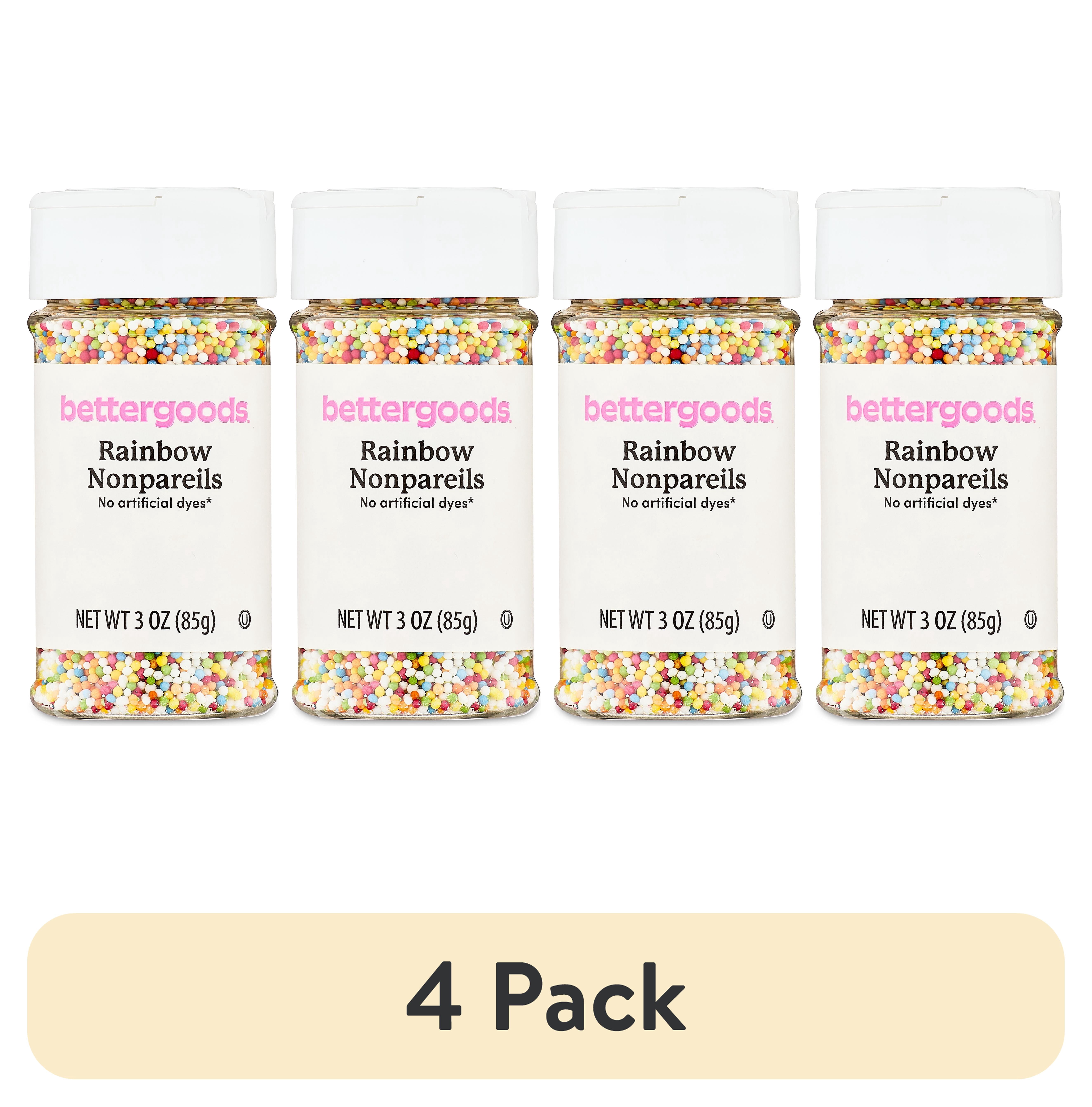 (4 pack) bettergoods Rainbow Nonpareils, 3 oz