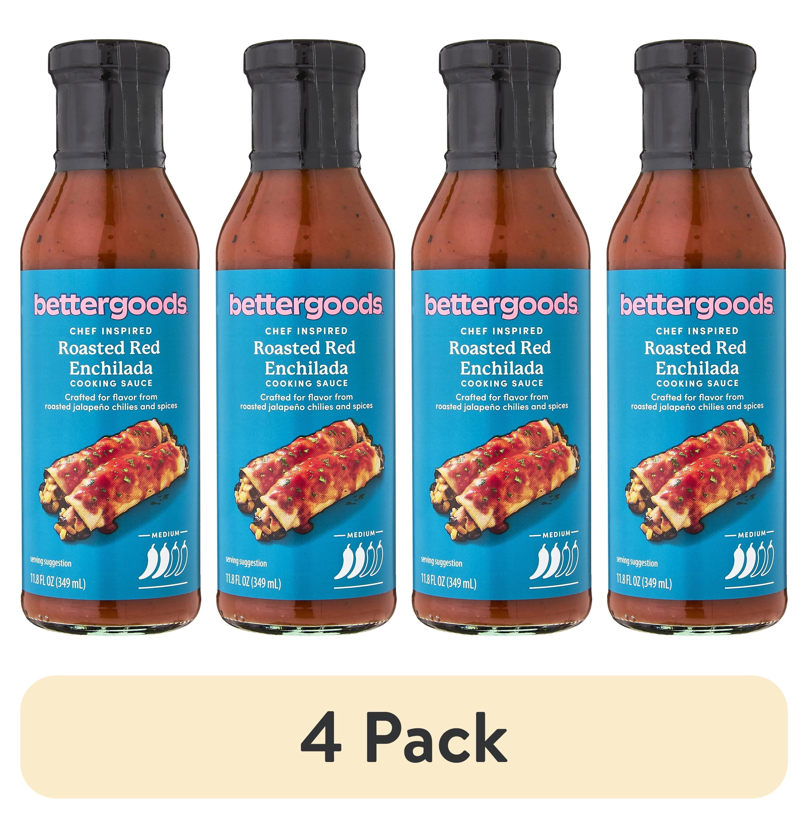(4 pack) bettergoods Roasted Red Enchilada Cooking Sauce, 11.8 fl oz Bottle
