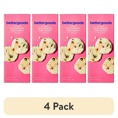 (4 pack) bettergoods Soft Baked Berry Chantilly Cake Cookies, 6 oz
