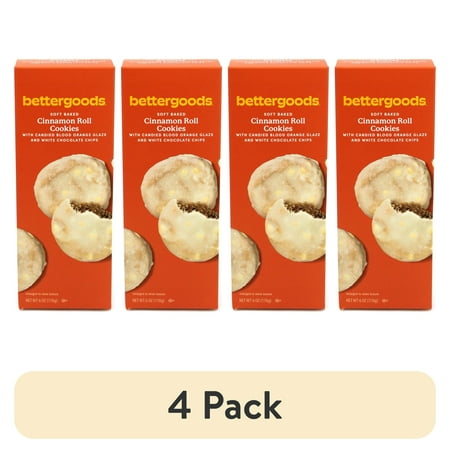 (4 pack) bettergoods Soft Baked Cinnamon Roll Cookies, 6 oz