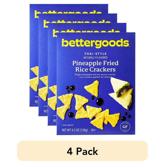 (4 pack) bettergoods Thai-Style Pineapple Fried Rice Crackers, 4.5 oz